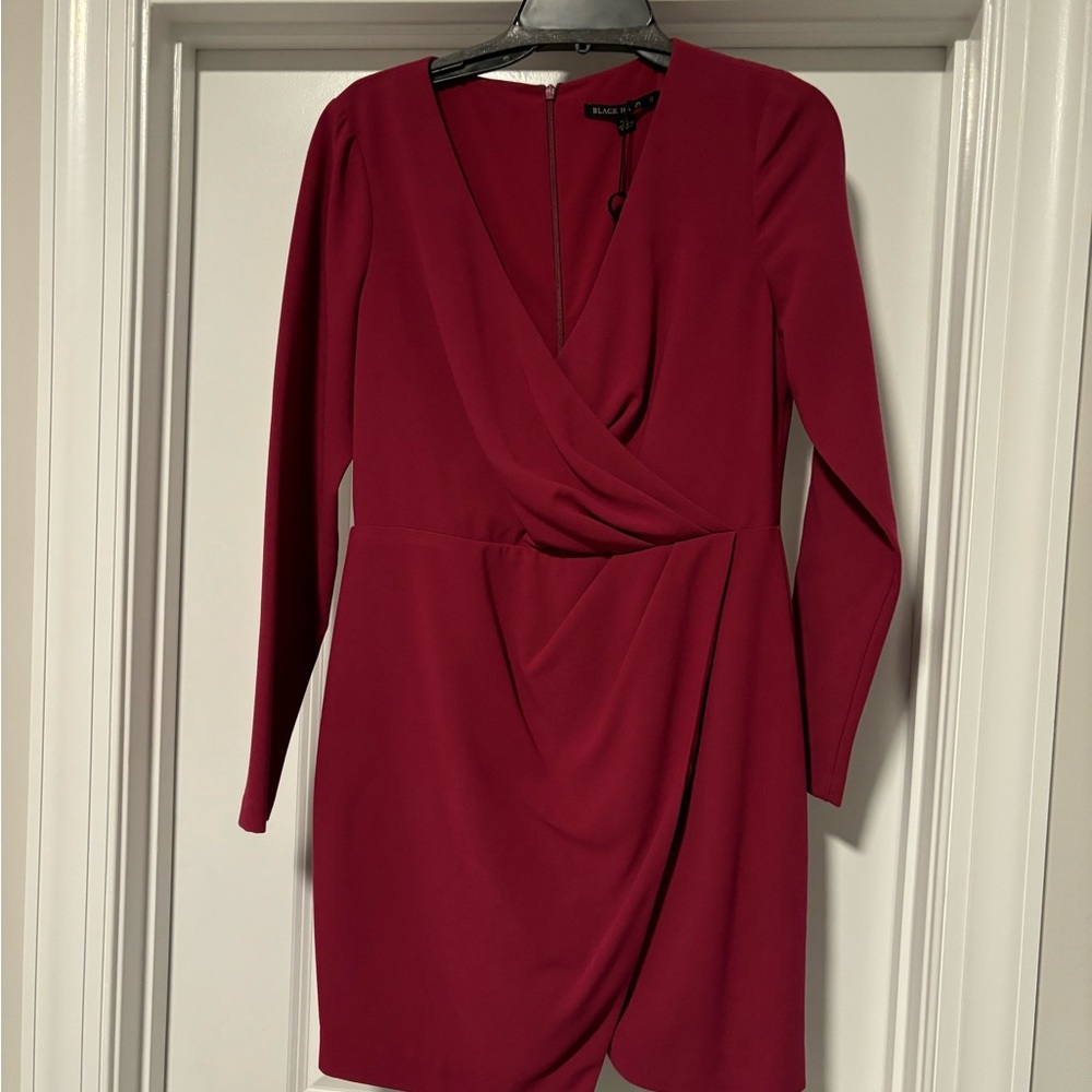 Black Halo Burgundy Long Sleeve Dress - Size 8 - NWT